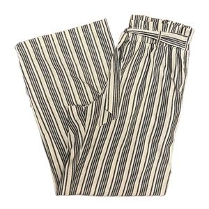 Sienna Sky Striped Linen Paper-bag Wide Leg Pants